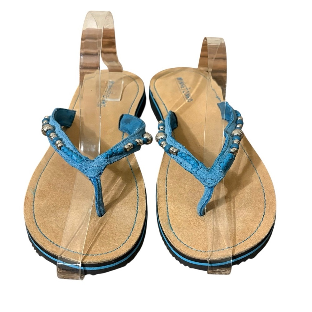 Minnetonka turquoise beaded flip flop sandals size 9 wide